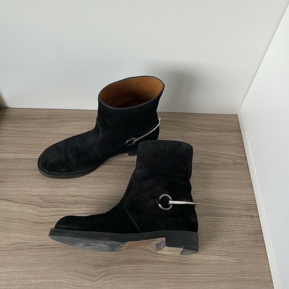 Gucci 354003 Black Suede Leather Ankle Boots Size 38 / 8US 100% AUTHENTIC - Picture 9 of 12